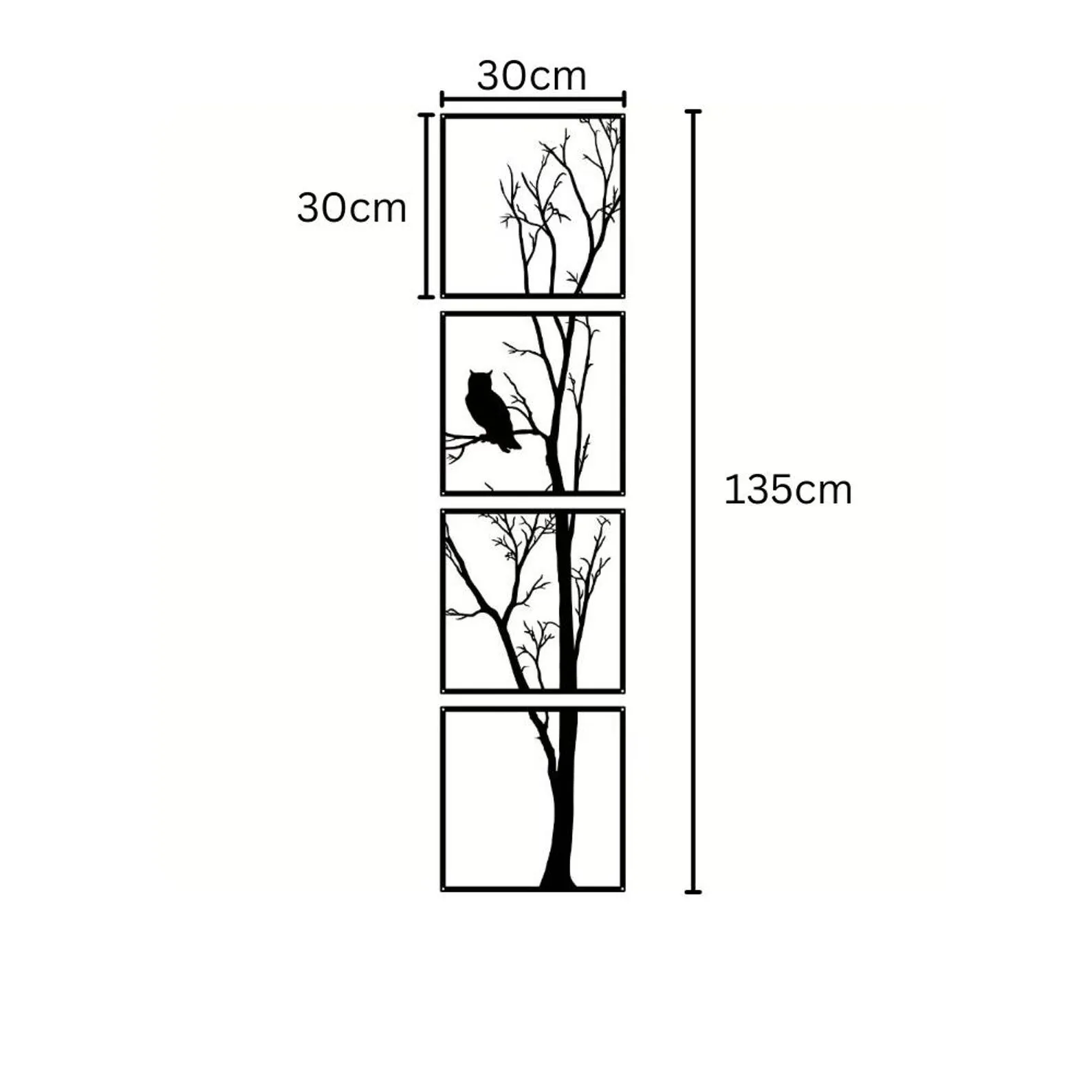 Metal Owl Tree Wall Art β 4 Panel Boho Silhouette Decor - Image 2