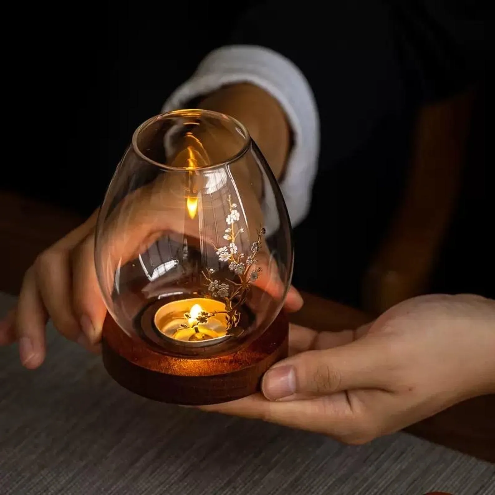 Plum Blossom Glass Candle Holder - Image 2