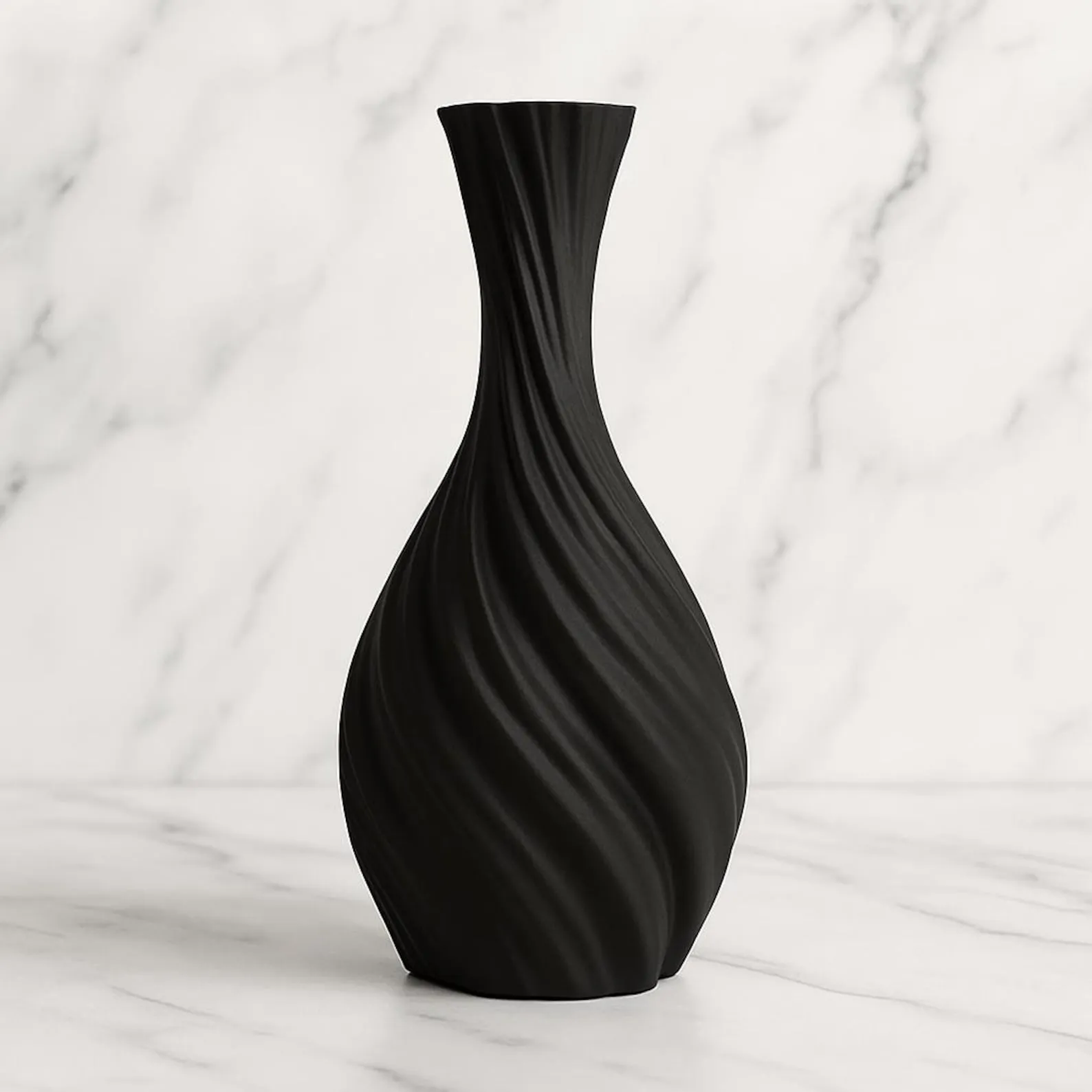 Modern Black Matte Twisted Vase - Image 2