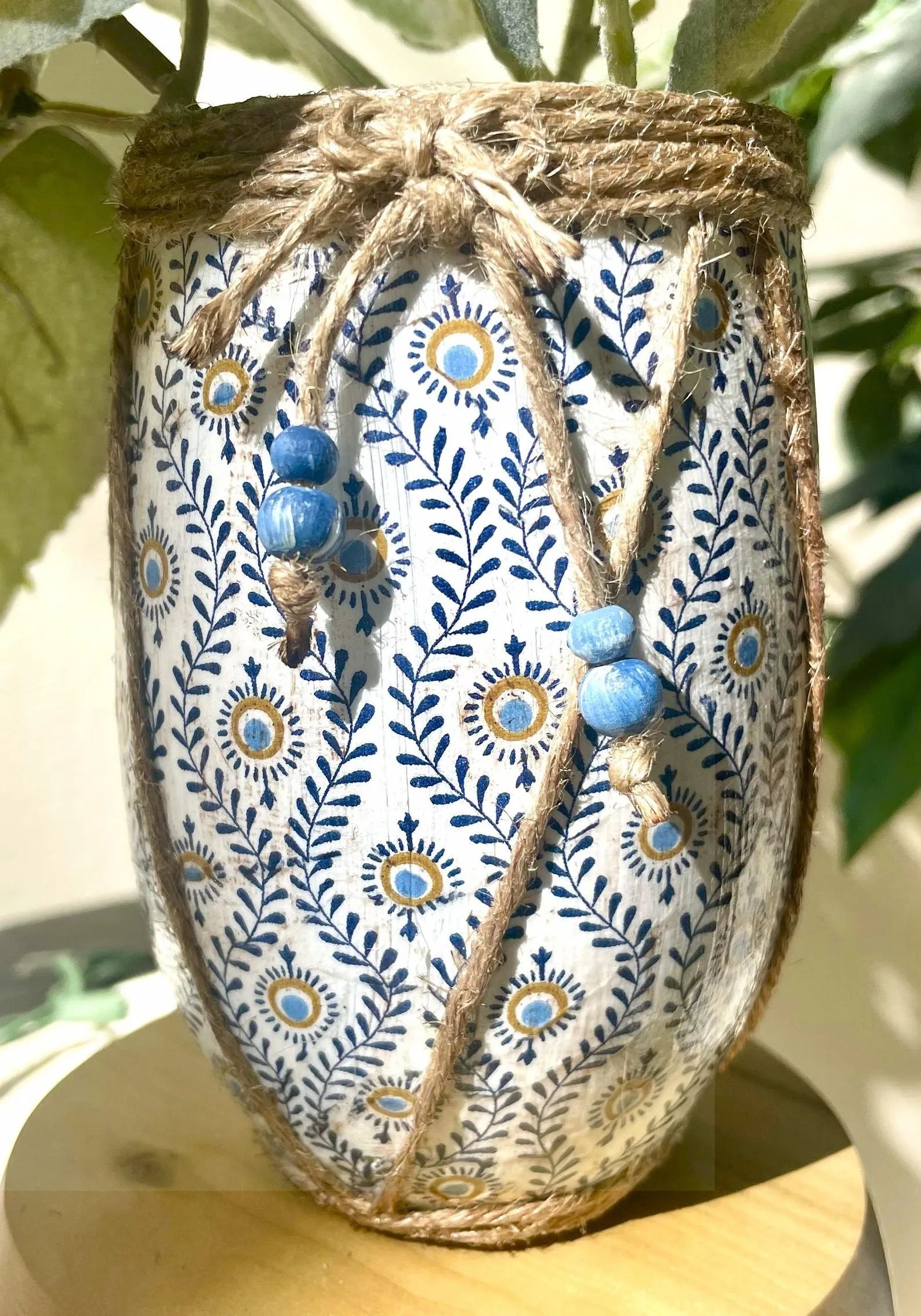 Handcrafted Decoupage Glass Vase