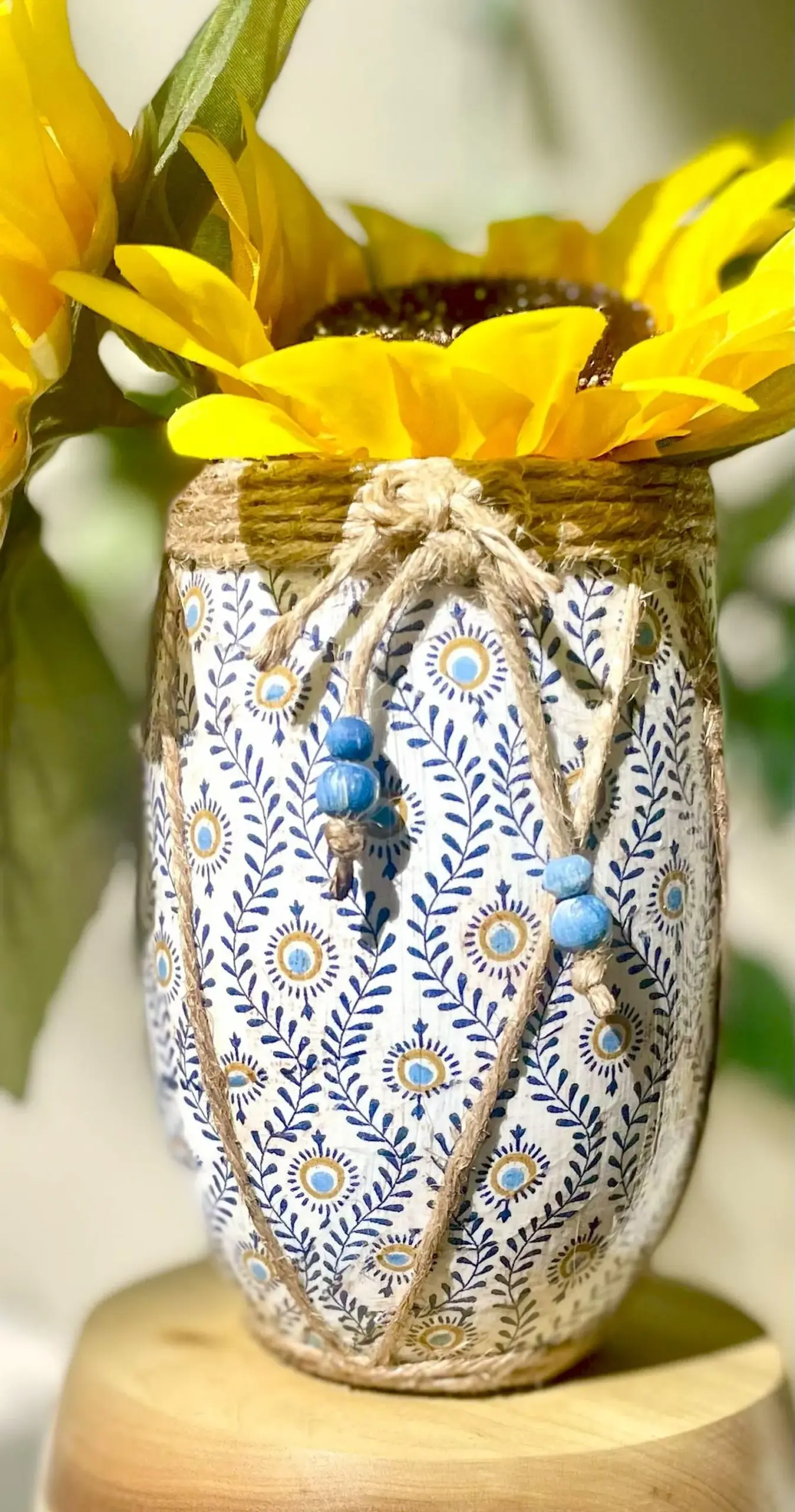 Handcrafted Decoupage Glass Vase - Image 2